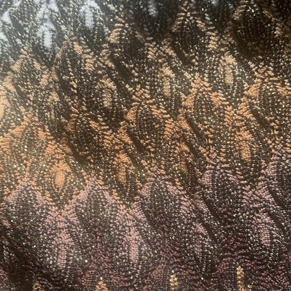 CHICOS DESIGN BROWN GOLDEN THREADS KNIT ZIG ZAG CHEVRON TEXTURE CAMI TOP NEW - Picture 7 of 8